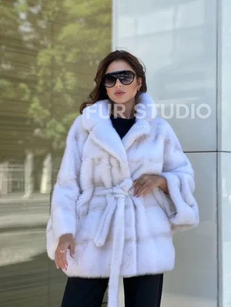 Пончо в датской норке - цвет паломино - фото 1