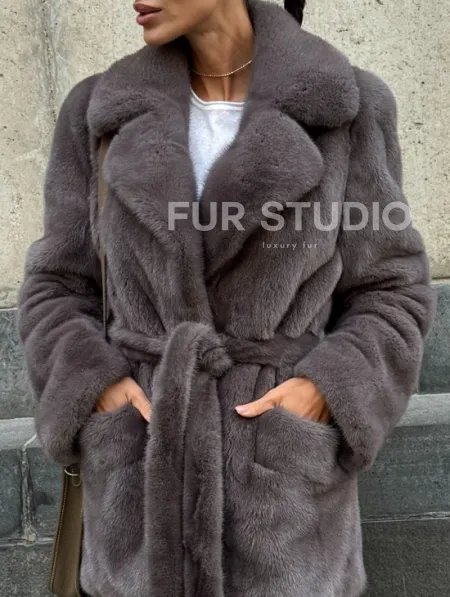 Норковая шуба лавандового цвета - VELVET - фото 4