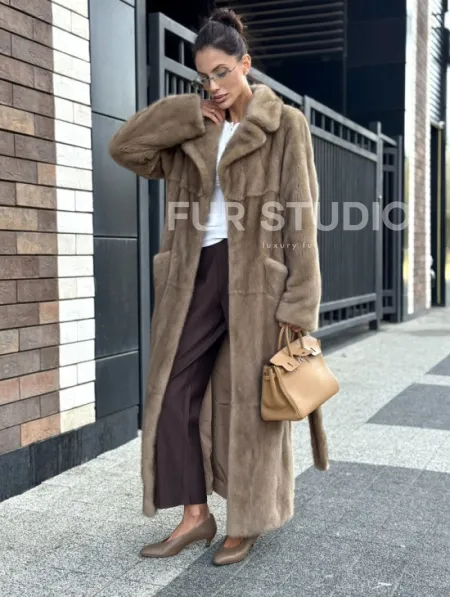 Женская длинная норковая шуба Pastel - фото 9