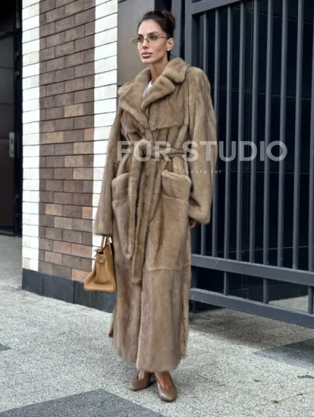 Женская длинная норковая шуба Pastel - фото 8