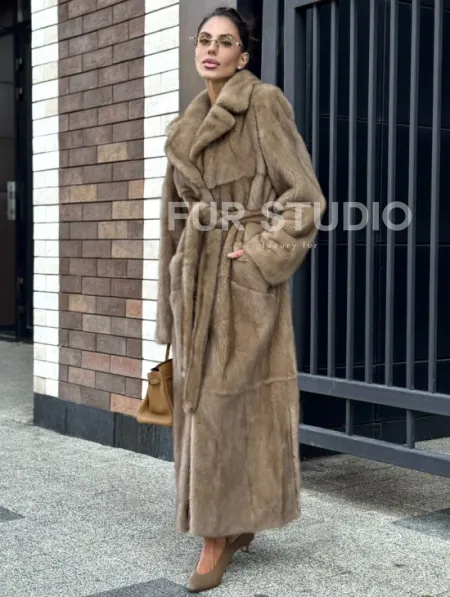 Женская длинная норковая шуба Pastel - фото 6