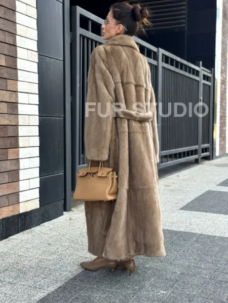 Женская длинная норковая шуба Pastel - фото 7