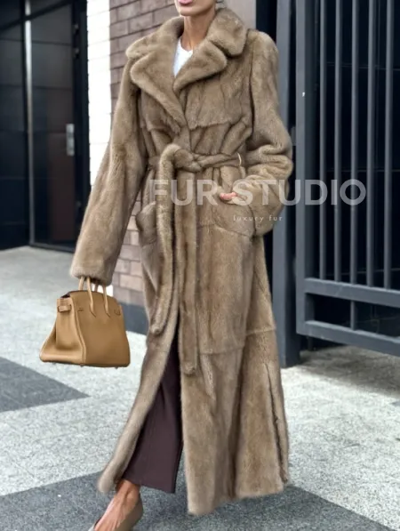 Женская длинная норковая шуба Pastel - фото 4