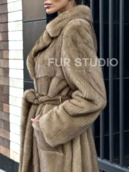 Женская длинная норковая шуба Pastel - фото 3