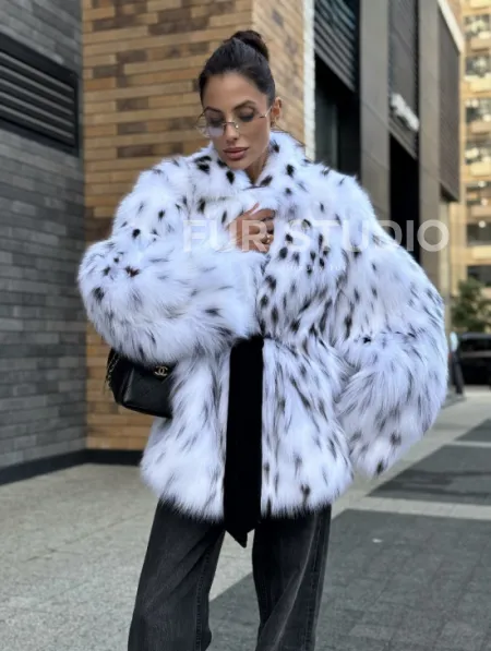 Шуба летучка из меха лисы под рысь Exclusive - фото 5