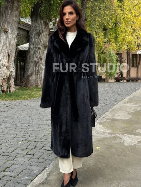 Черная норковая шуба - фото 4