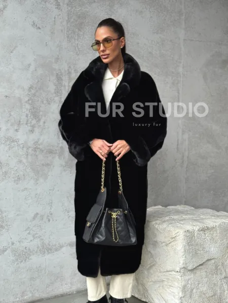 Черная шуба из меха норки SAGA FURS - фото 11