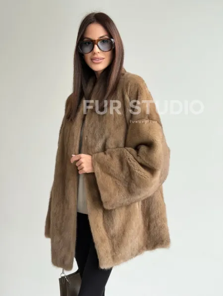 Шуба из аукционного меха норки - пастель - фото 8