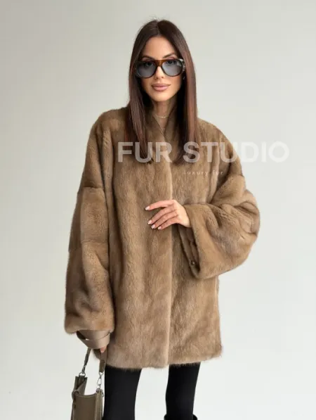 Шуба из аукционного меха норки - пастель - фото 12