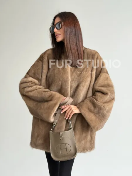 Шуба из аукционного меха норки - пастель - фото 14