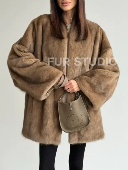 Шуба из аукционного меха норки - пастель - фото 2