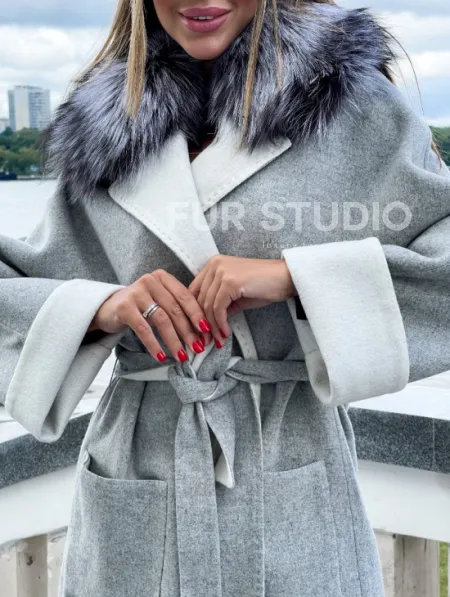 Пальто из шерсти альпаки с воротником блюфрост - фото 1