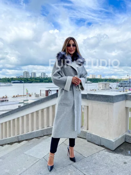 Пальто из шерсти альпаки с воротником блюфрост - фото 5