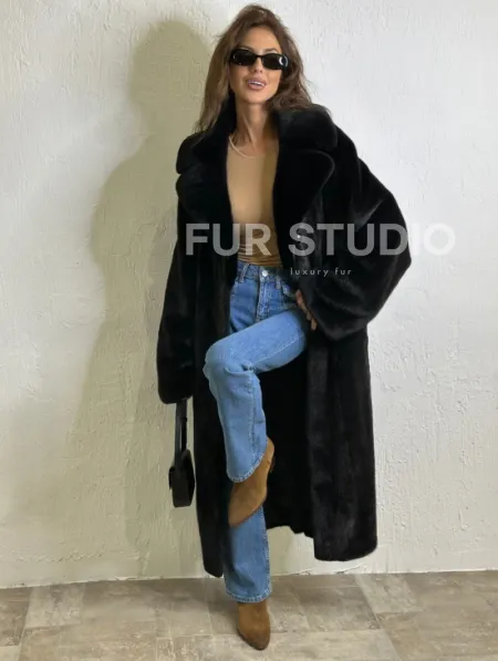 Норка BLACKGLAMA роспуск, английский воротник, кимоно - фото 7