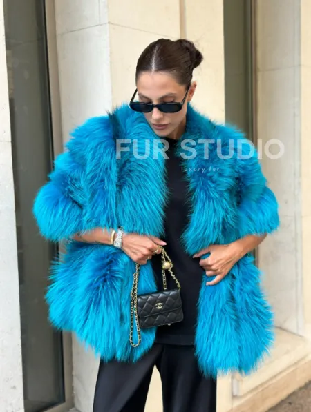 Накидка женская из меха чернобурки - Тиффани - фото 2