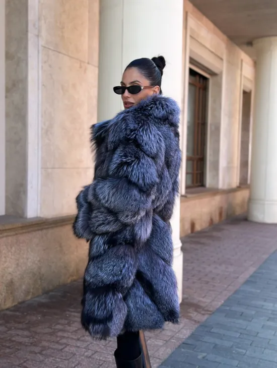 Шуба из меха чернобурой лисы - поперечка - фото 6