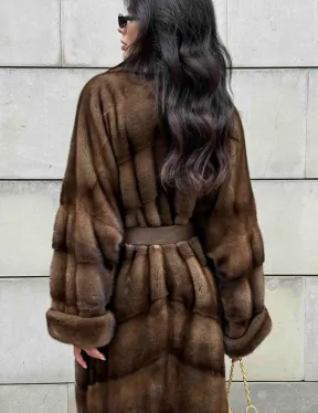 Кимоно шуба английский воротник - цвет соболь - фото 4