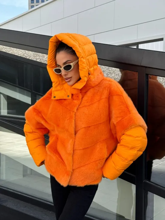 Зимняя куртка-жилет из меха норки цвет Orange - фото 15