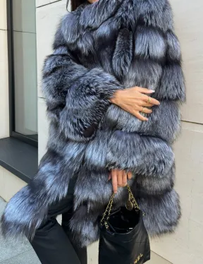 Шуба натуральная из чернобурки стойка воротник - фото 2