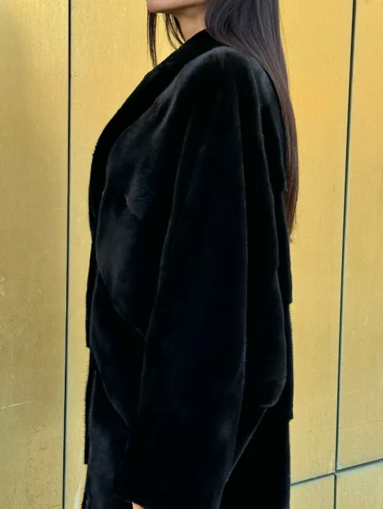 Норковое кимоно - пальто из аукционной норки SAGA FURS, ПРЕМИУМ КАЧЕСТВО - шалевый воротник - фото 1