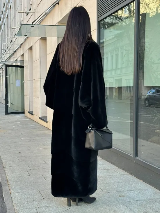 Норковое кимоно - пальто из аукционной норки SAGA FURS, ПРЕМИУМ КАЧЕСТВО - шалевый воротник - фото 8