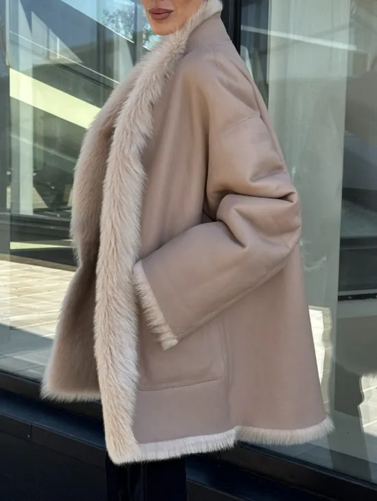 Женская двухсторонняя дубленка-шуба из меха итальянской тосканы - фото 3