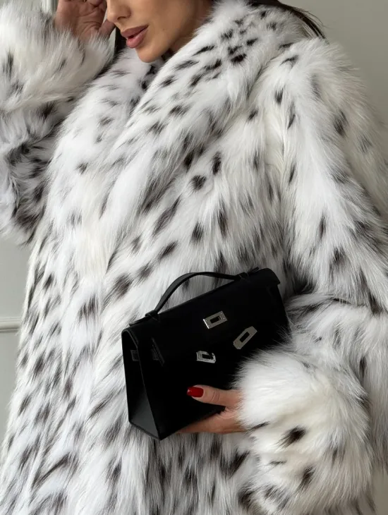 Манто из меха аукционной кристальной лисы (реплика канадской рыси) - фото 5