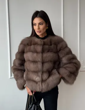 Шуба из меха куницы Truffle с воротником шанель - фото 11