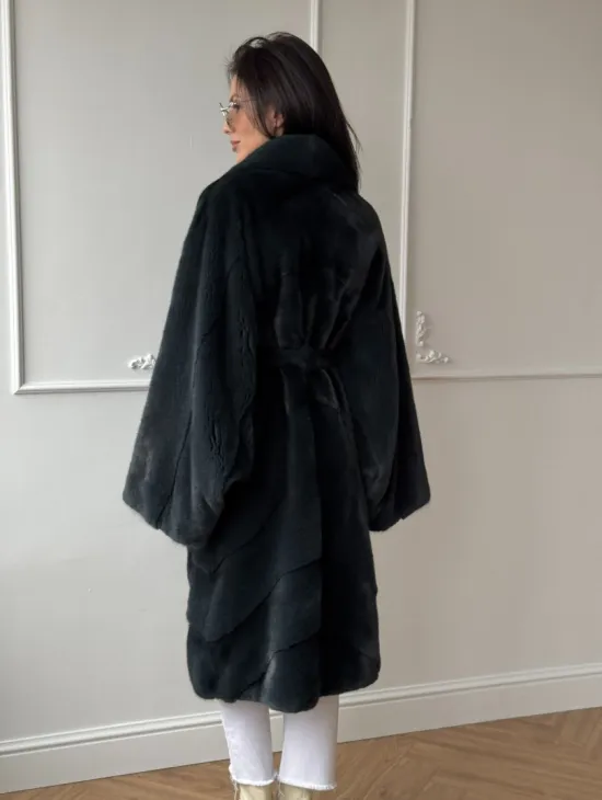 Шуба норковая фасон кимоно паркет из меха аукционной норки Kopenhagen Fur - фото 5