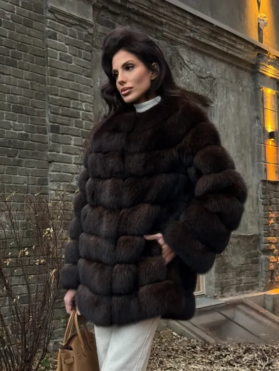 Шуба из соболя с воротником шанель, поперечка - фото 5