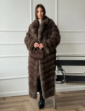 Длинная шуба из меха куницы Exclusive fur - фото 12