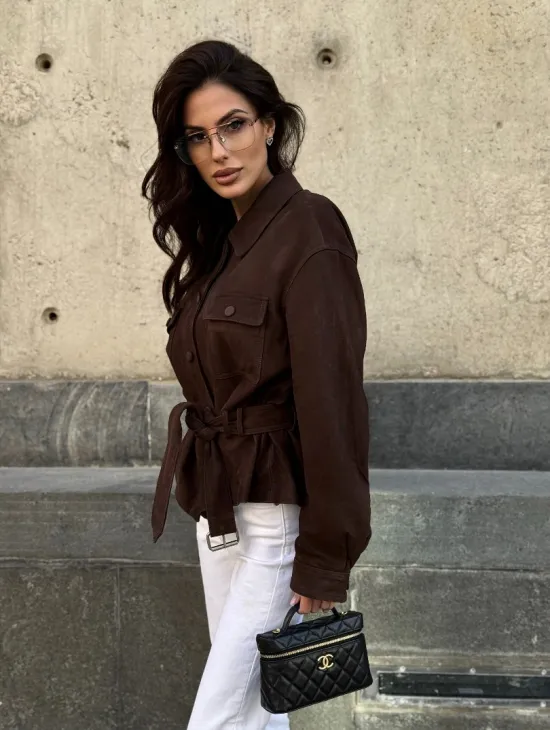 Женская куртка - рубашка из замши - фото 10