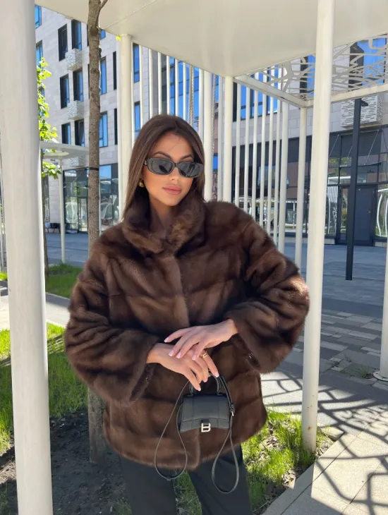 Шуба из соболиной норки с воротником стойка - фото 4