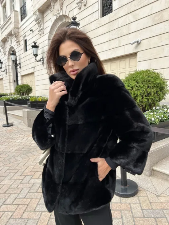 Черная короткая шуба из аукционной норки NAFA - фото 1