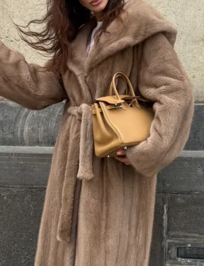 Длинная норковая шуба Pastel с капюшоном кобра - фото 3