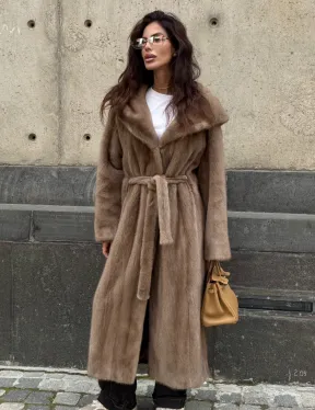 Длинная норковая шуба Pastel с капюшоном кобра - фото 12