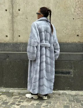 Длинная шуба из голубой скандинавской норки - фото 12