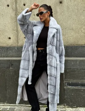 Длинная шуба из голубой скандинавской норки - фото 7