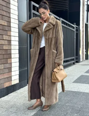 Женская длинная норковая шуба Pastel - фото 9