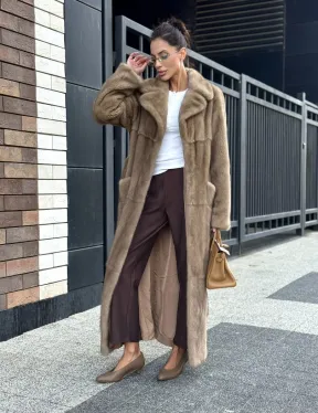 Женская длинная норковая шуба Pastel - фото 11