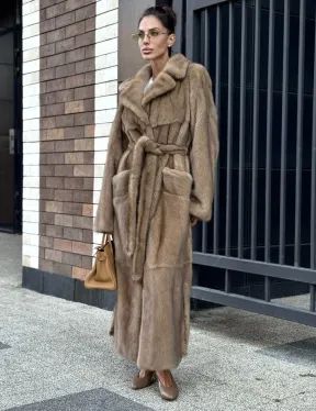 Женская длинная норковая шуба Pastel - фото 8