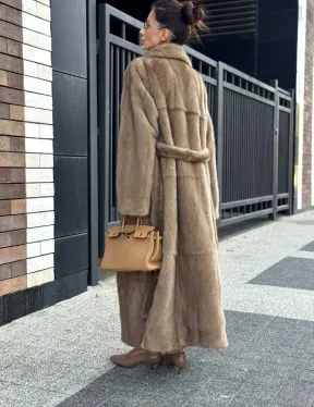 Женская длинная норковая шуба Pastel - фото 7