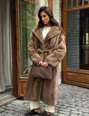 Шуба норковая с капюшоном - цвет пастель - фото 8