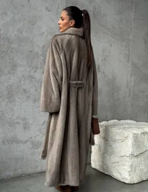 Длинная норковая шуба - цвет серый - фото 11