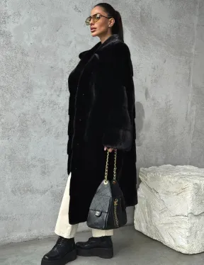 Черная шуба из меха норки SAGA FURS - фото 6