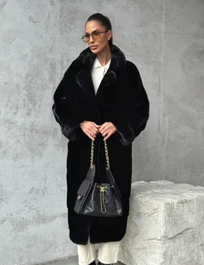 Черная шуба из меха норки SAGA FURS - фото 11