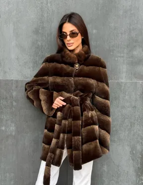 Шуба из кролика с норковым воротником - фото 6