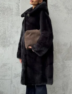 Норковая женская шуба с капюшоном - фото 1