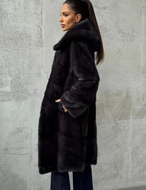 Норковая женская шуба с капюшоном - фото 2