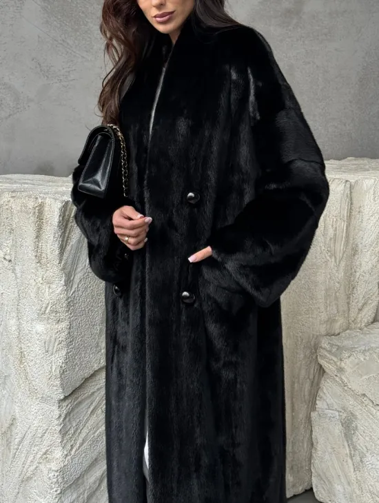 Черная норковая шуба из меха Saga furs - фото 1